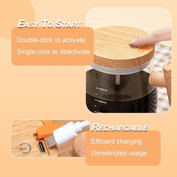 Electric Self Stirring Mug with Heating Base and Lid High Speed Glass Mixing Cup - Picture 5 of 12